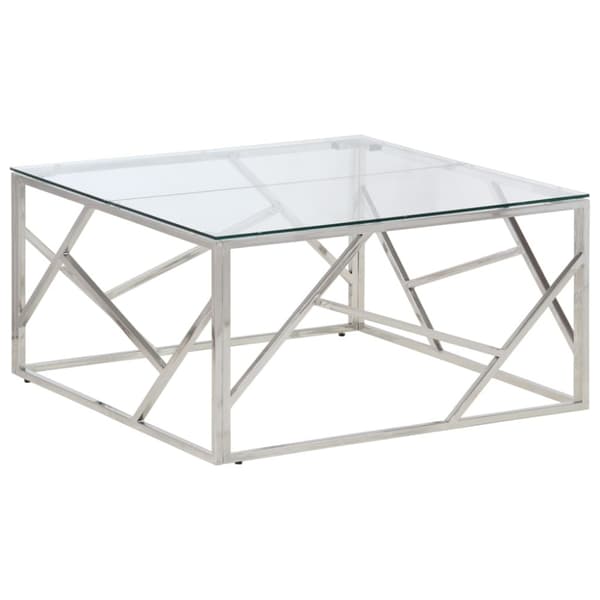 Soffbord silver rostfritt stål och härdat glas