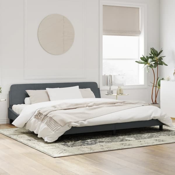 Bed Frame "Dover" Dark Grey 200x200 cm Velvet