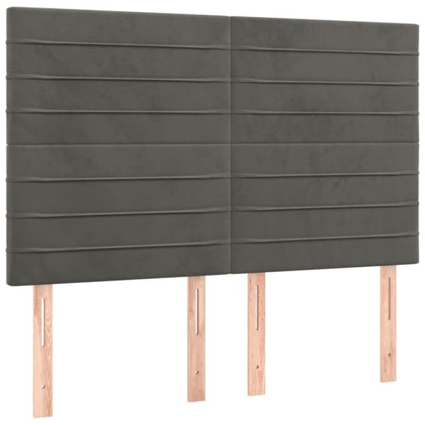 Sänggavel mörkgrå 144x5x118/128 cm sammet