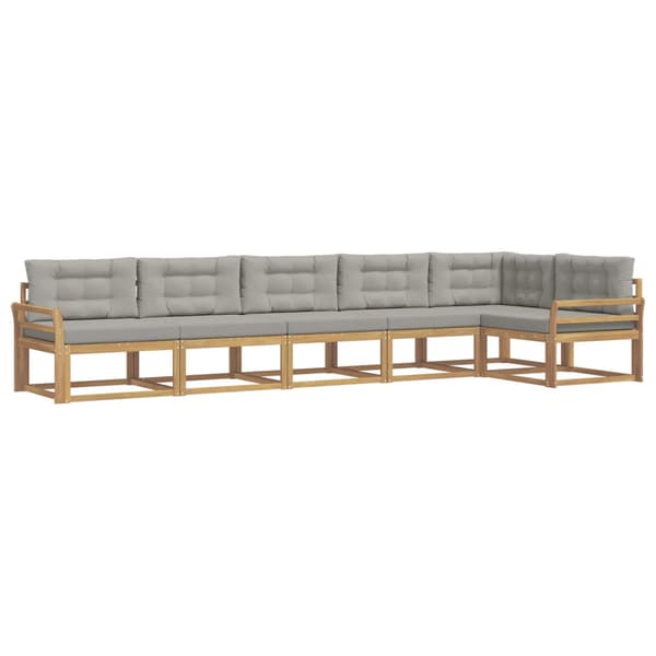 Utomhussoffset med kudde 4 pcs Vit och ljusgrå Polyester
