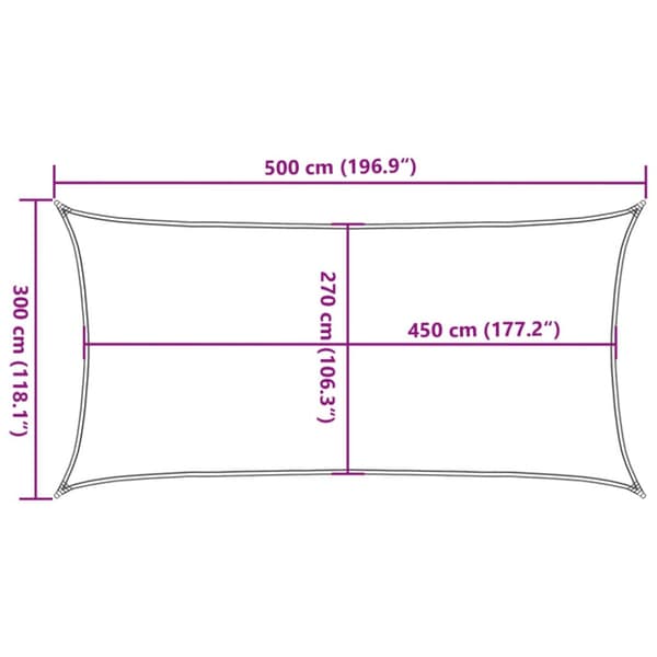 Solsegel 160 g/m² rektangulär ljusgrå 3x5 m HDPE