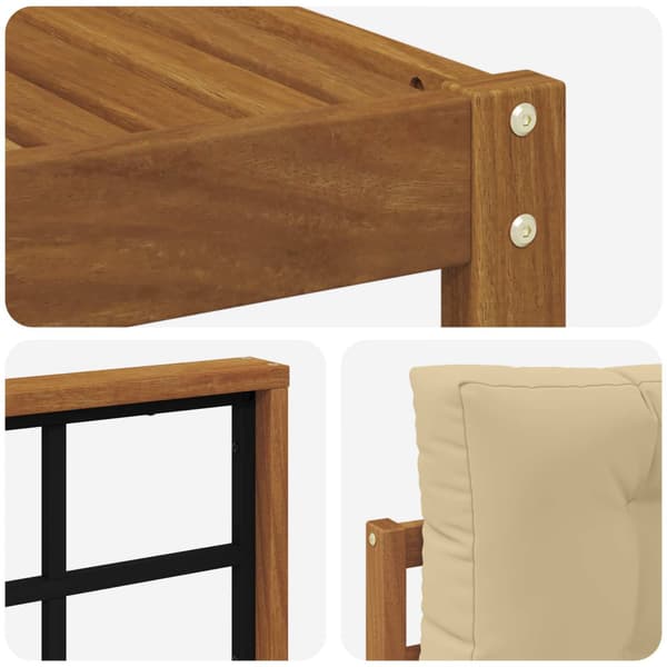Utomhussoffset med kudde 5 pcs Naturlig och Beige