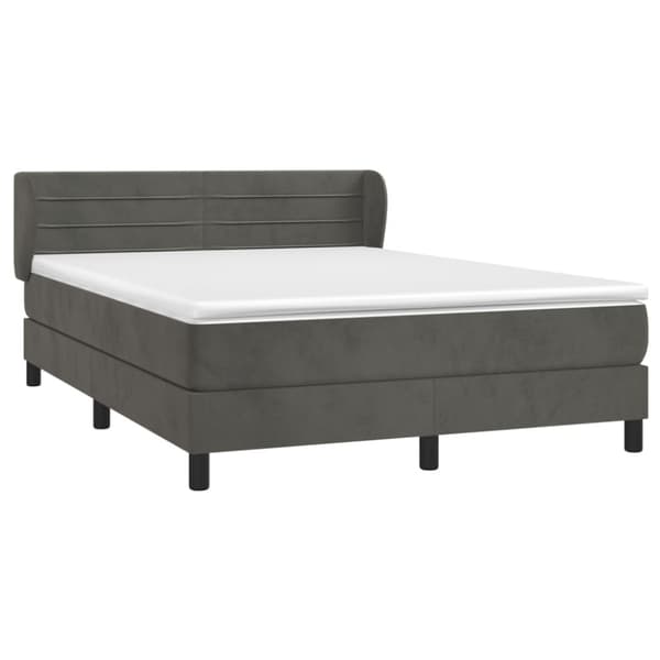 Ramsäng med madrass mörkgrå 140x190 cm sammet