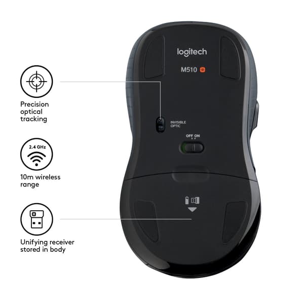 Logitech M510 datormöss RF Trådlös laser