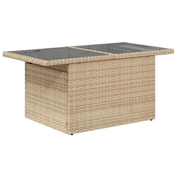 Matgrupp för trädgården med dynor 8 delar beige konstrotting