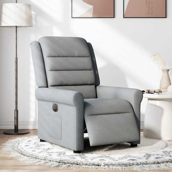 Elektrisk reclinerfåtölj ljusgrå tyg