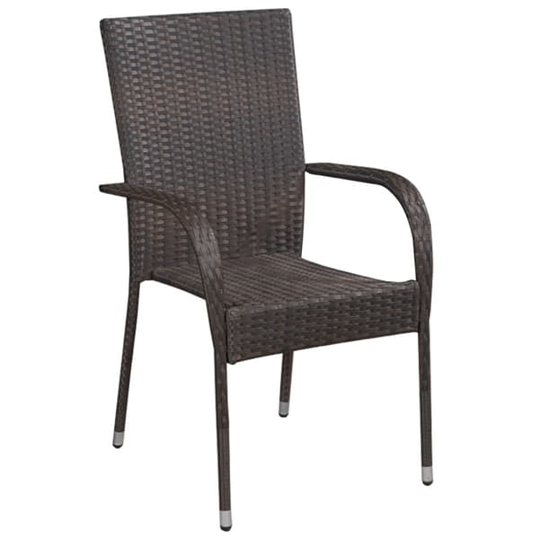 Trädgårdsmöbelset 5 pcs Brun Pulverlackerat stål