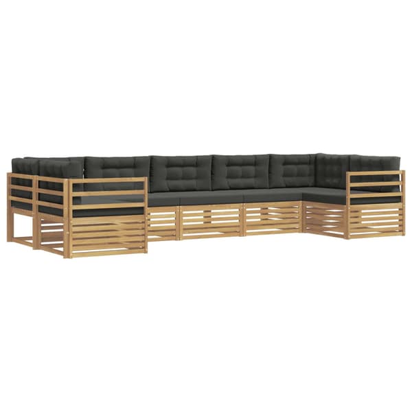 Utomhussoffset med kudde 7 pcs Vit och antracit Polyester