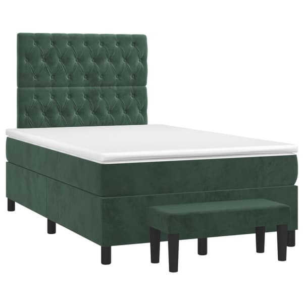 Ramsäng med madrass mörkgrön 120x190 cm sammet