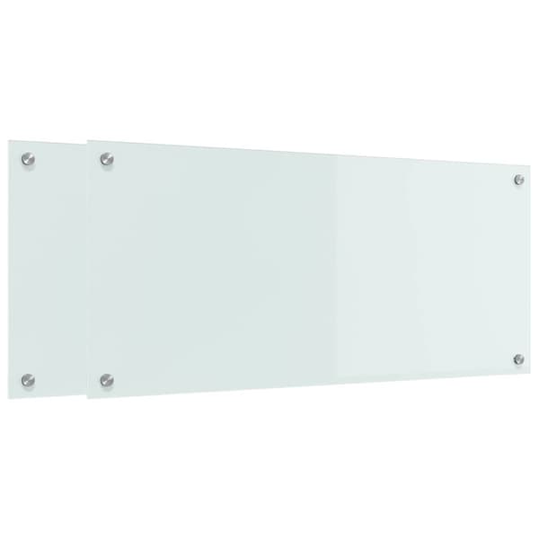 Köksskydd 2 pcs Vit 90 x 40 cm härdat glas