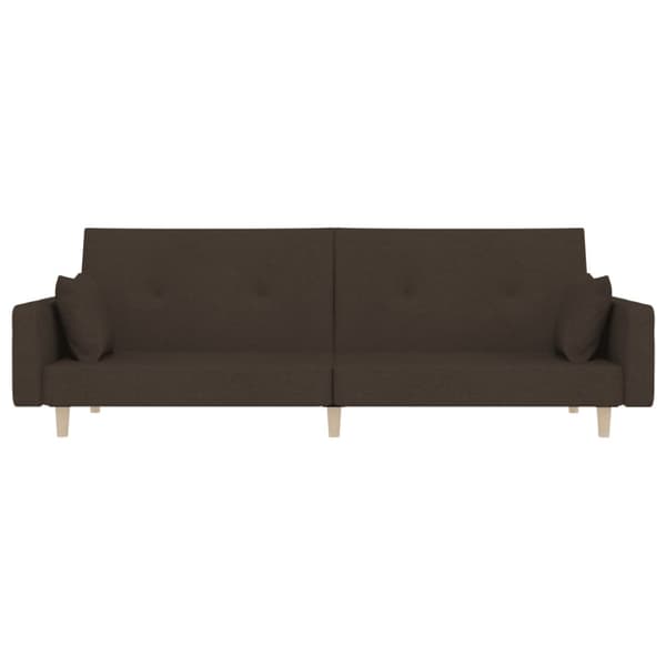 Bäddsoffa 2-sits med två kuddar brun tyg