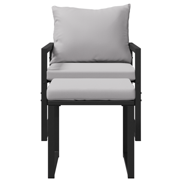 Trädgårdsmöbler med kudde med kudde 4 pcs Ljusgrå Polyester