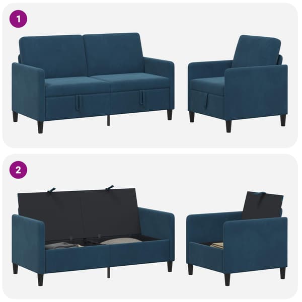 Soffgrupp med förvaring 2 st Blå Polyester