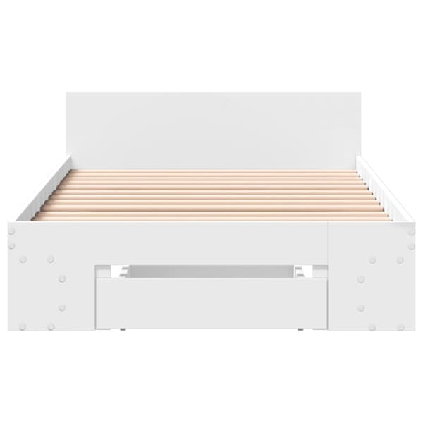 Sängram med låda vit 90x190 cm konstruerad trä