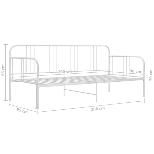 Sängram bäddsoffa vit metall 90x200 cm