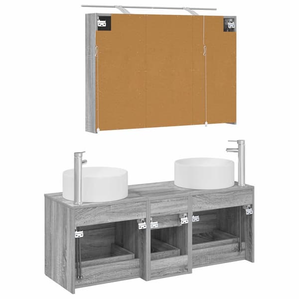 Badrumsmöbelset 4 pcs Grå Sonoma Konstruerat trä och glas