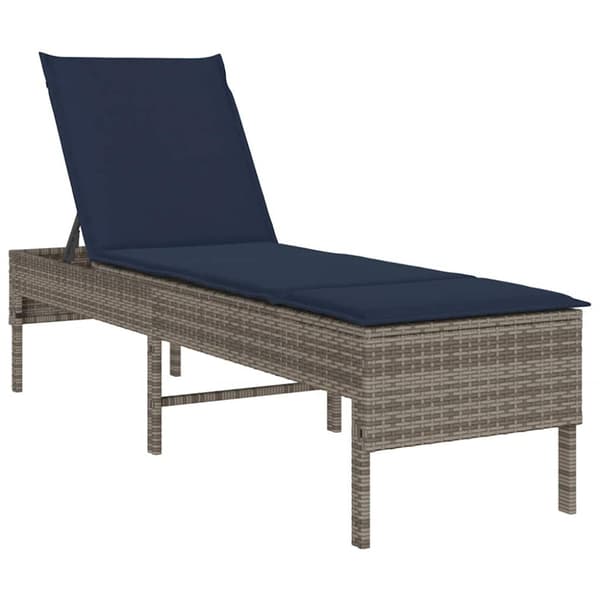 Solstol med dyna grå 55x200x44cm konstrotting