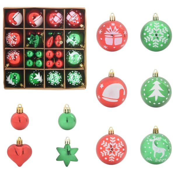 Julprydnad Set 40 pcs Röd och grön Plast