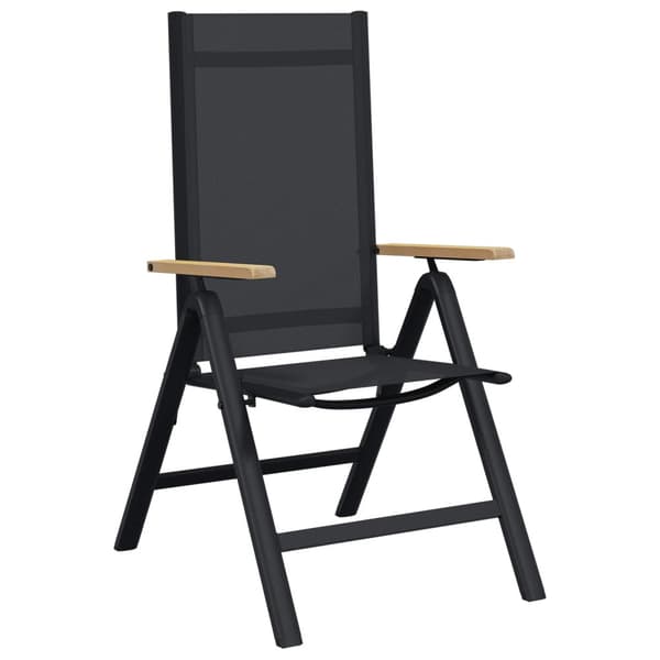 Fällbara trädgårdsstolar 2 pcs Svart 58 x 73 x 111,5 cm