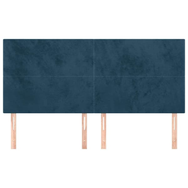 Sänggavel mörkblå 200x5x118/128 cm sammet