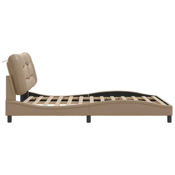 Bed Frame with LED without Mattress "Hvar" Cappuccino 140x200 cm