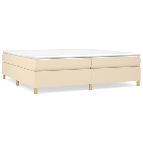 Boxspring-sängram gräddvit 200x200 cm tyg
