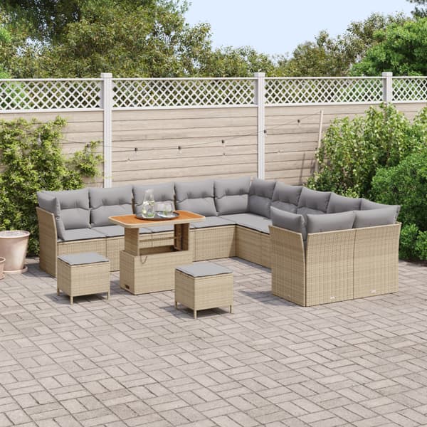 Trädgårdsoffset 13 pcs Beige konstrotting