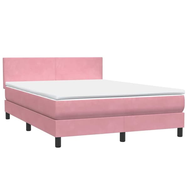Ramsäng med madrass rosa 160x210 cm sammet