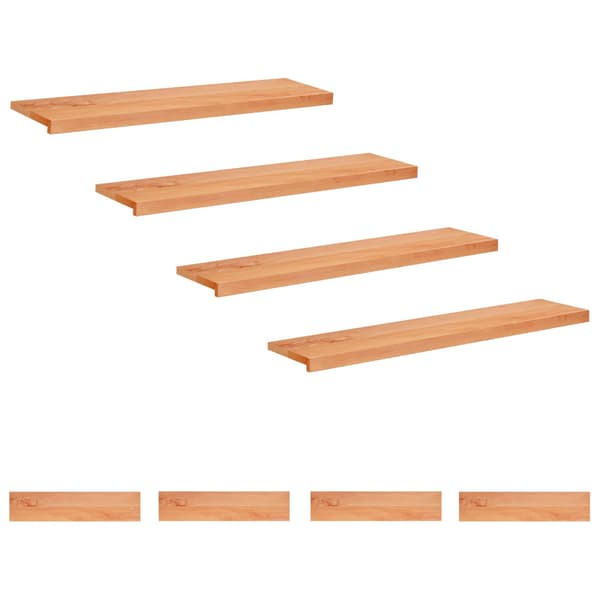 Trapstegsmattor 8 st 110 x 30 x 2 cm Lack Massivt bokträ