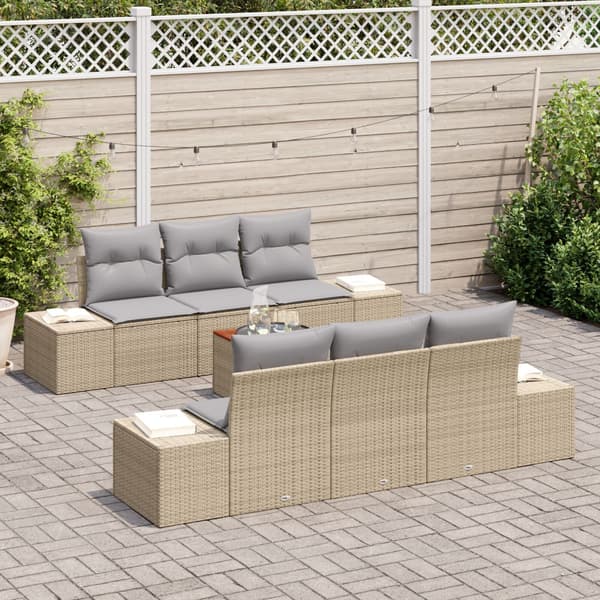 Trädgårdsoffset 7 pcs Beige och Ljusgrå konstrotting