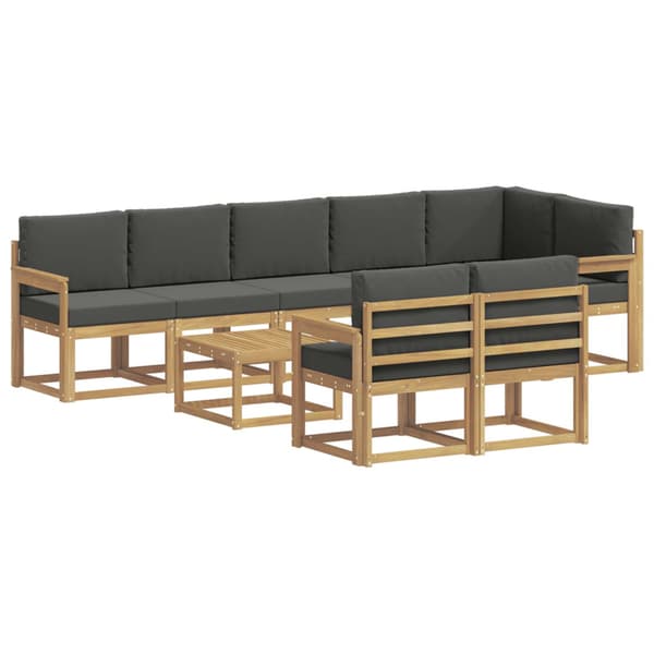 Utomhussoffset med kudde 9 pcs Vit och antracit Polyester