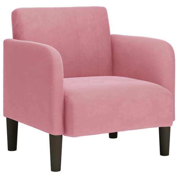 Soffstol med armstöd rosa 54 cm sammet