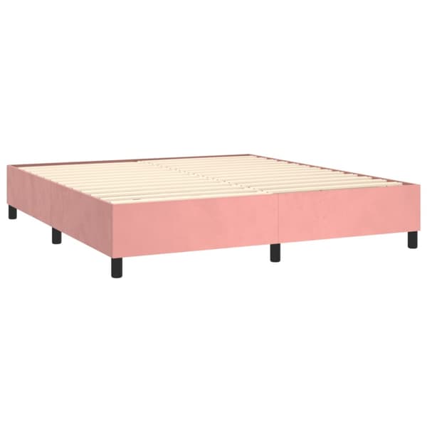 Ramsäng med madrass rosa 160x200 cm sammet