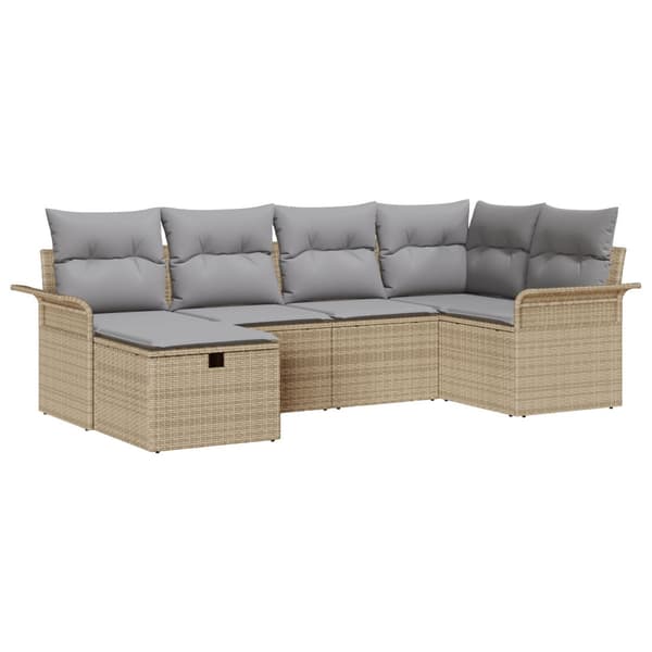 Trädgårdsoffset 6 st Poly rattan