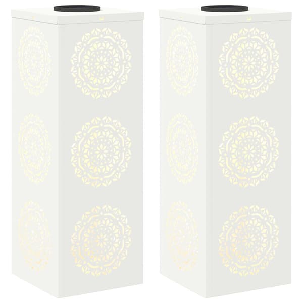 Solar LED Stig Ljus 2 pcs Vit Kallvalsat stål