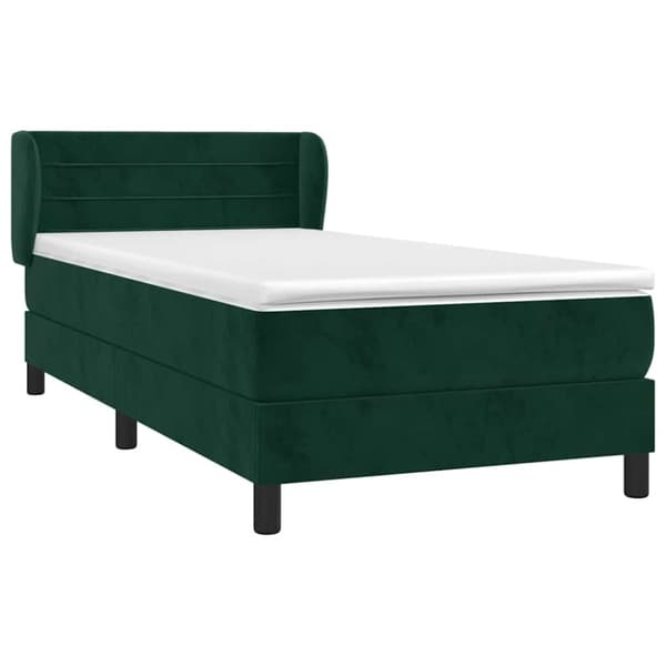 Ramsäng med madrass mörkgrön 90x190 cm sammet