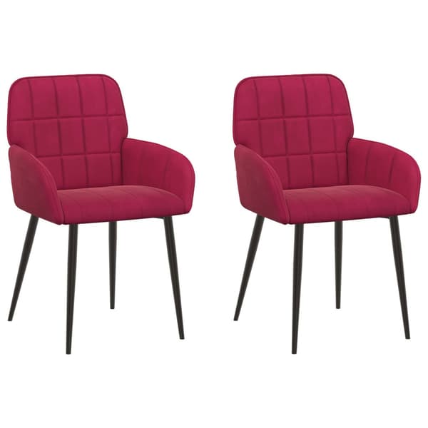 Matstolar 2 pcs Sammet Vinröd 57 x 50 x 85 cm
