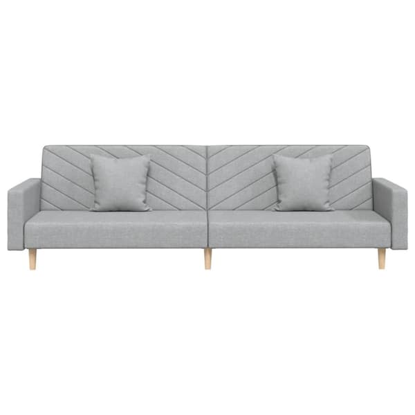Bäddsoffa 2-sits med två kuddar ljusgrå tyg