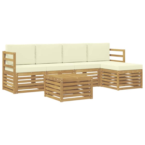 Utomhussoffset 6 pcs Vit och grädde 59 x 59 x 37 cm Polyester