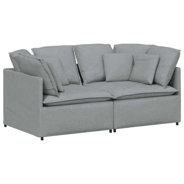 Modulsoffa med dynor i tyg ljusgrå