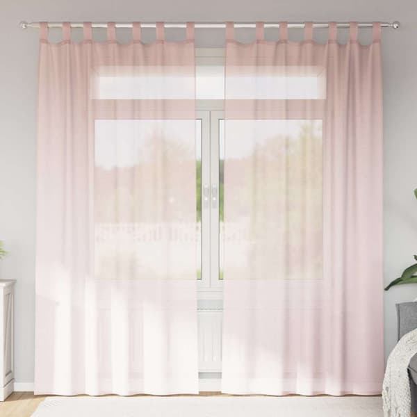 Voile gardiner med stångfickor 2 st ljusrosa