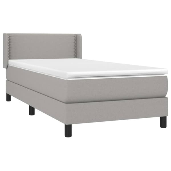 Ramsäng med madrass ljusgrå 100x200 cm tyg
