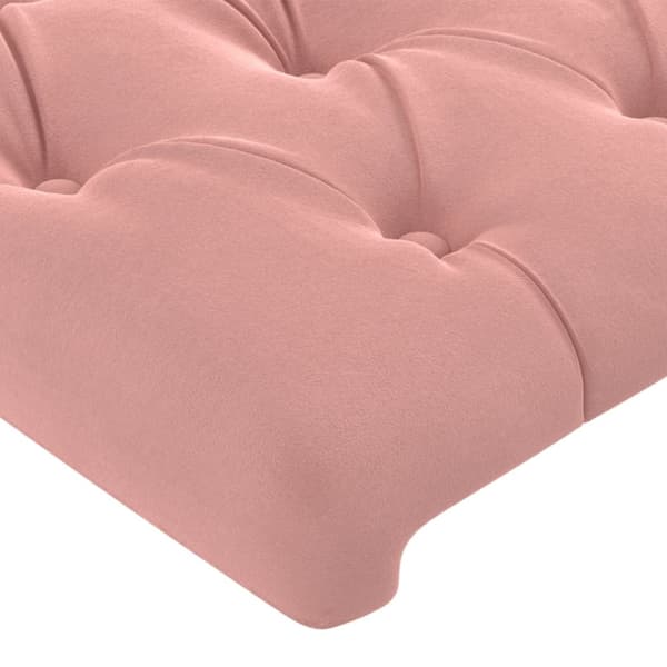 Sänggavel LED rosa 200x7x78/88 cm sammet
