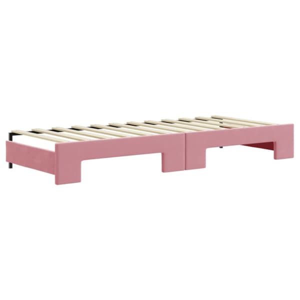 Dagbädd med madrasser utdragbar rosa 80x200 cm sammet