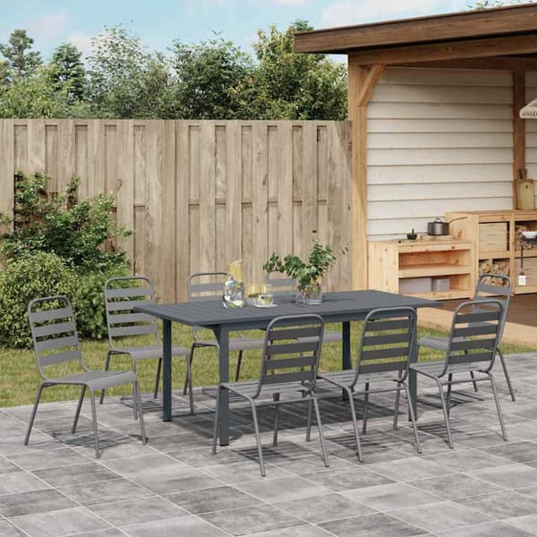 Trädgårdsmöbelset 9 pcs Antracit Pulverlackerad stål