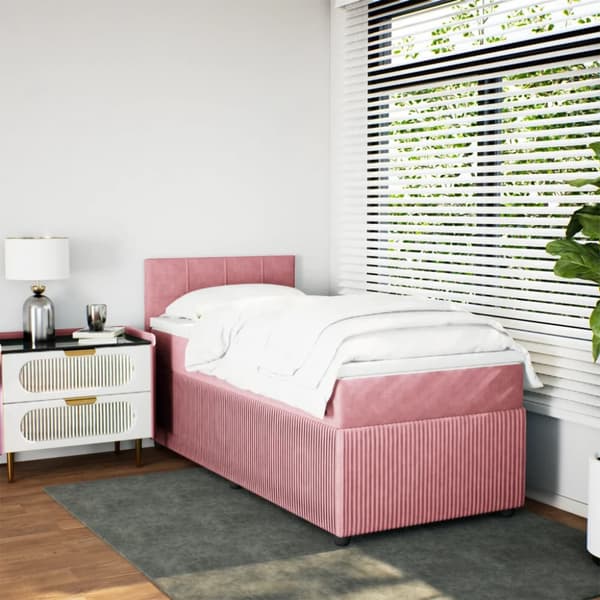 Ramsäng med madrass rosa 90x200 cm sammet