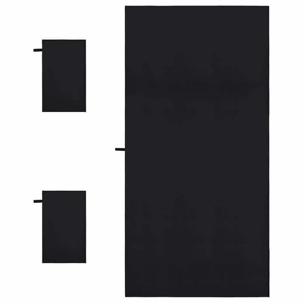 Sporthandduk Set 3 pcs Svart Polyester och polyamid