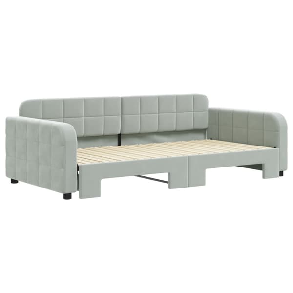 Dagbädd utdragbar ljusgrå 100x200 cm sammet