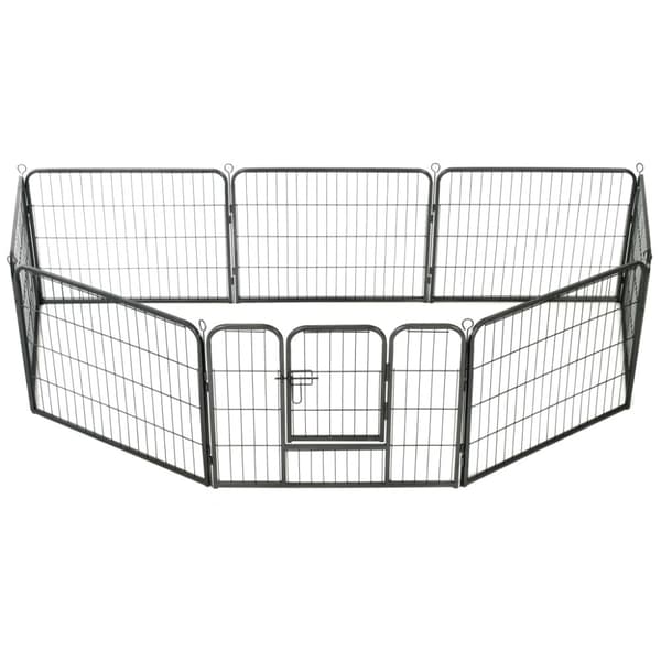Hundhage 8 paneler stål 60x80 cm svart