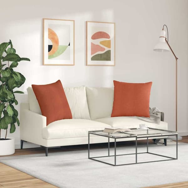 Sofakuddar 2 pcs Röd orange 80 x 80 cm Kordread tyg